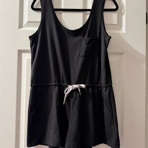Women’s Black One-Piece Romper with Drawstring Size Large